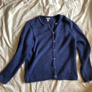 Vintage LL Bean Marled Blue Cotton Cardigan